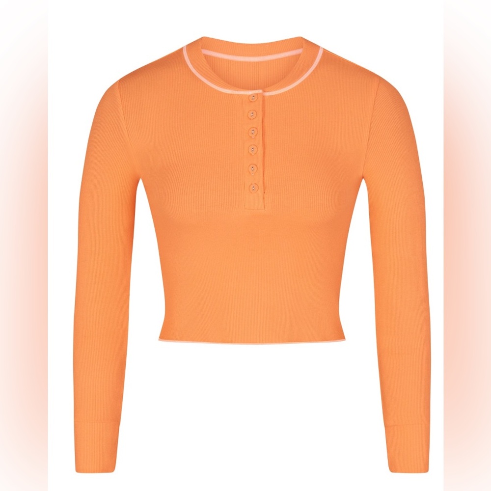 SKIMS cotton rib long sleeve Henley apricot SOLD OUT COLOR